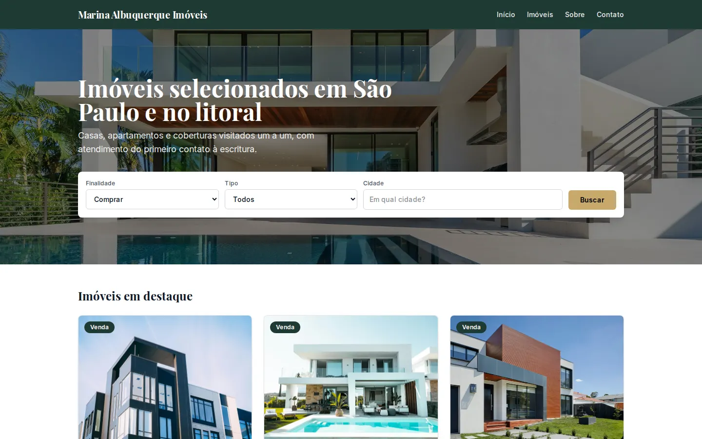 Site de demonstração no modelo Clássico