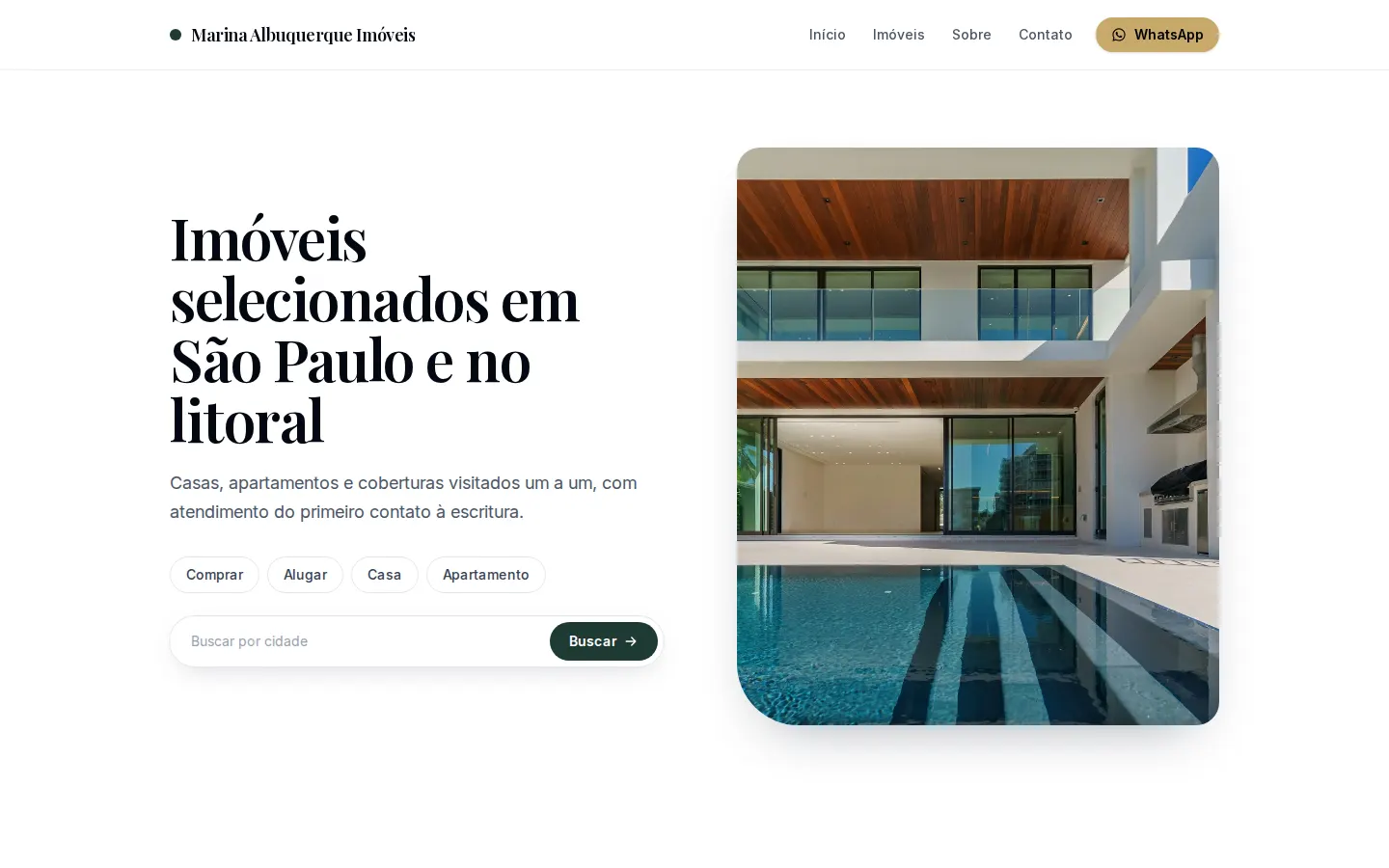 Site de um corretor feito na Braveely, modelo Moderno