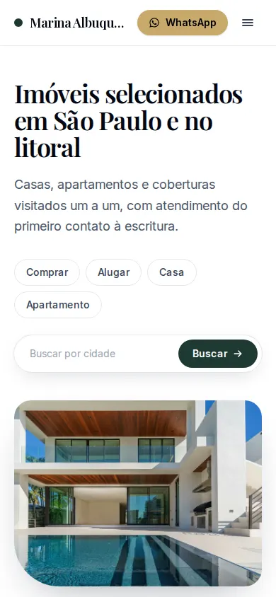 O mesmo site no celular